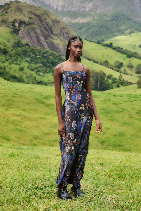 Dark Khaki Snakes Bouquet Slip Maxi Dress Maxi Dress