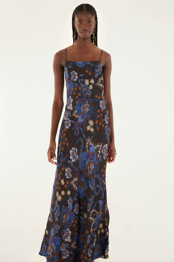 Dark Slate Gray Snakes Bouquet Slip Maxi Dress Maxi Dress