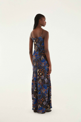 Beige Snakes Bouquet Slip Maxi Dress Maxi Dress