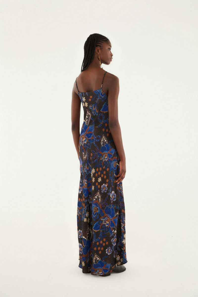 Beige Snakes Bouquet Slip Maxi Dress Maxi Dress