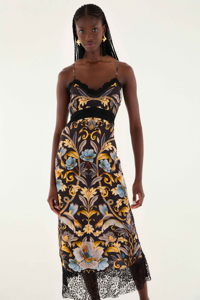 Dark Slate Gray Snake Garden Black Midi Dress Midi Dress