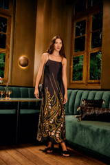 Black Garden Silhouette Black Slip Midi Dress Maxi Dress