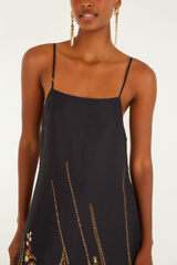 Sienna Garden Silhouette Black Slip Midi Dress Maxi Dress