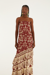 Beige Haras Dark Red Sleeveless Maxi Dress Maxi Dress