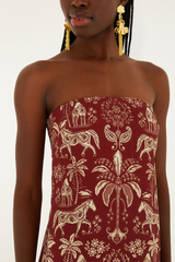 Saddle Brown Haras Dark Red Sleeveless Maxi Dress Maxi Dress