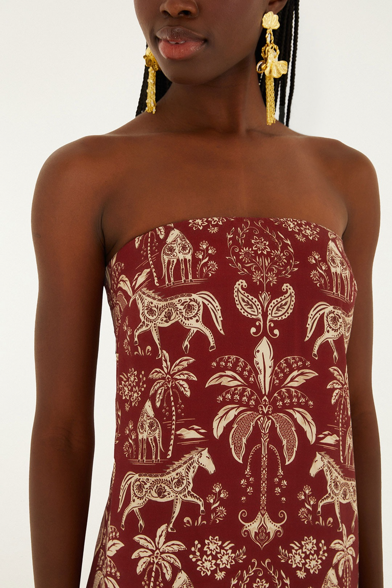 Saddle Brown Haras Dark Red Sleeveless Maxi Dress Maxi Dress