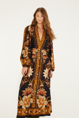 Beige Majestic Garden Black Maxi Dress Maxi Dress