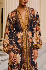 Rosy Brown Majestic Garden Black Maxi Dress Maxi Dress