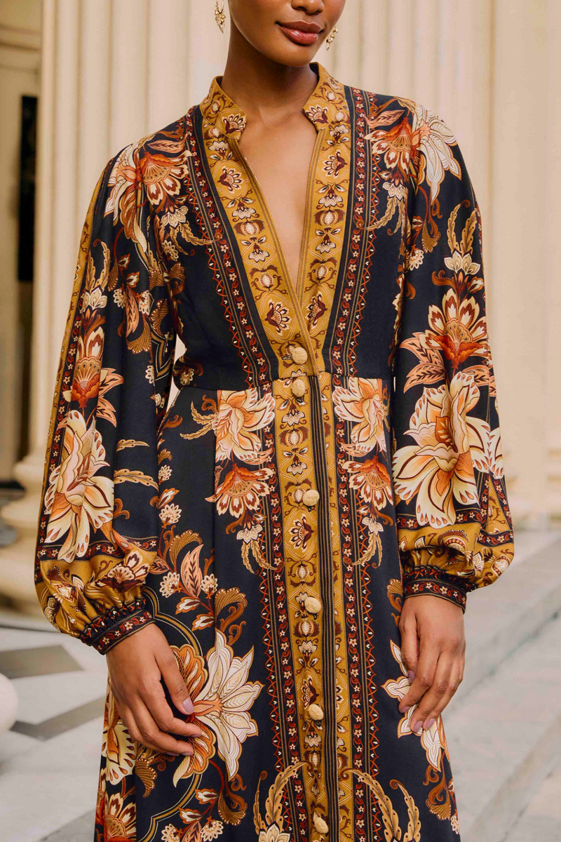 Rosy Brown Majestic Garden Black Maxi Dress Maxi Dress