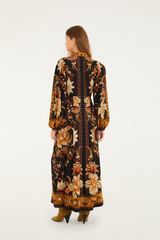 Beige Majestic Garden Black Maxi Dress Maxi Dress