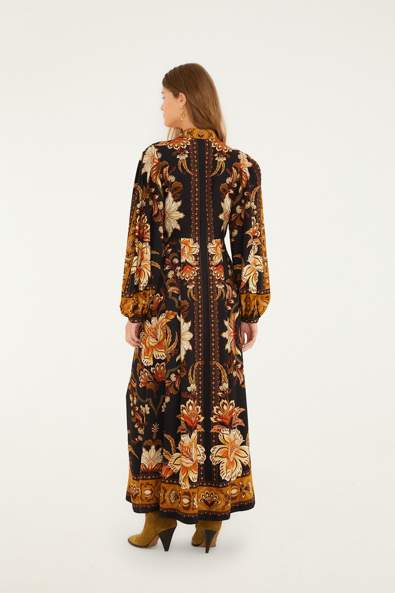 Beige Majestic Garden Black Maxi Dress Maxi Dress