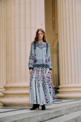 Dark Gray Marcelle Soft Blue Pleated Maxi Skirt Maxi Skirt