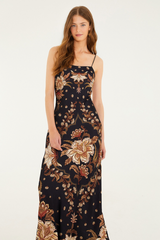 Black Majestic Garden Black Slip Dress Maxi Dress