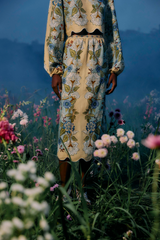 Black Garden Scarf Blue Midi Skirt Midi Skirt