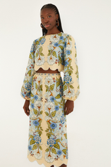 Lavender Garden Scarf Blue Midi Skirt Midi Skirt