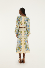 Lavender Garden Scarf Blue Midi Skirt Midi Skirt