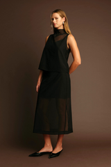 Dark Slate Gray Hugh Sheer Skirt Midi Skirt