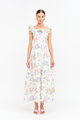 White Smoke Willow Floral Midi Dress Midi Dress