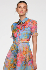 Lavender Marcel Organza Shirt Dress in Whisper Blue Zen in Bloom Formal Dress