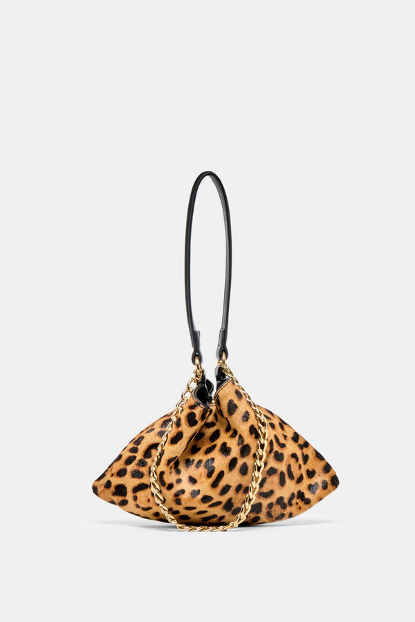 White Smoke Jagger Shoulder Bag in Leopard Calf Hair Handbags