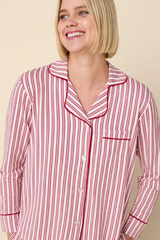 Pink Holiday Stripe Pima Knit Long-Sleeved Pajama Pajamas
