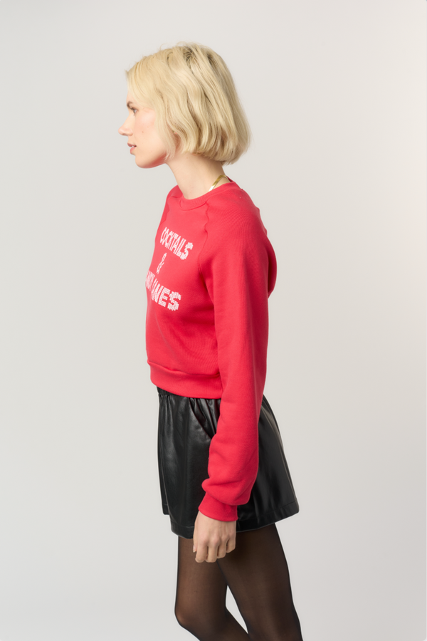 Light Gray Cocktails & Candy Canes Shrunken Sweatshirt Sweatshirt