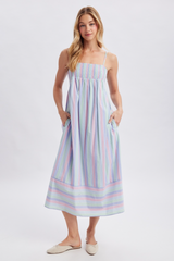 Lavender Sea Glass Multi Stripe Midi Dress in Mint/Sky Midi Dress