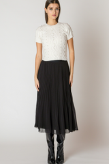 Light Gray Watts Pleated Midi Skirt Midi Skirt