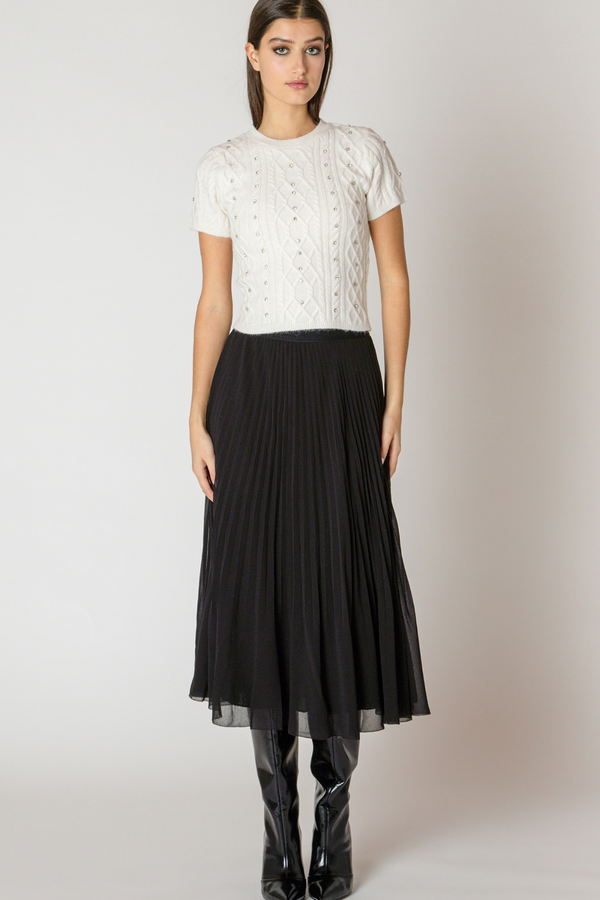 Light Gray Watts Pleated Midi Skirt Midi Skirt