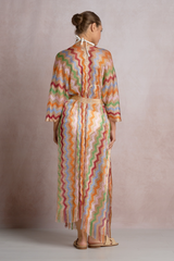 Gray Afterglow Waves Kaftan Coverup