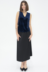 Dark Slate Gray Liya Satin Slip Midi Skirt Midi Skirt