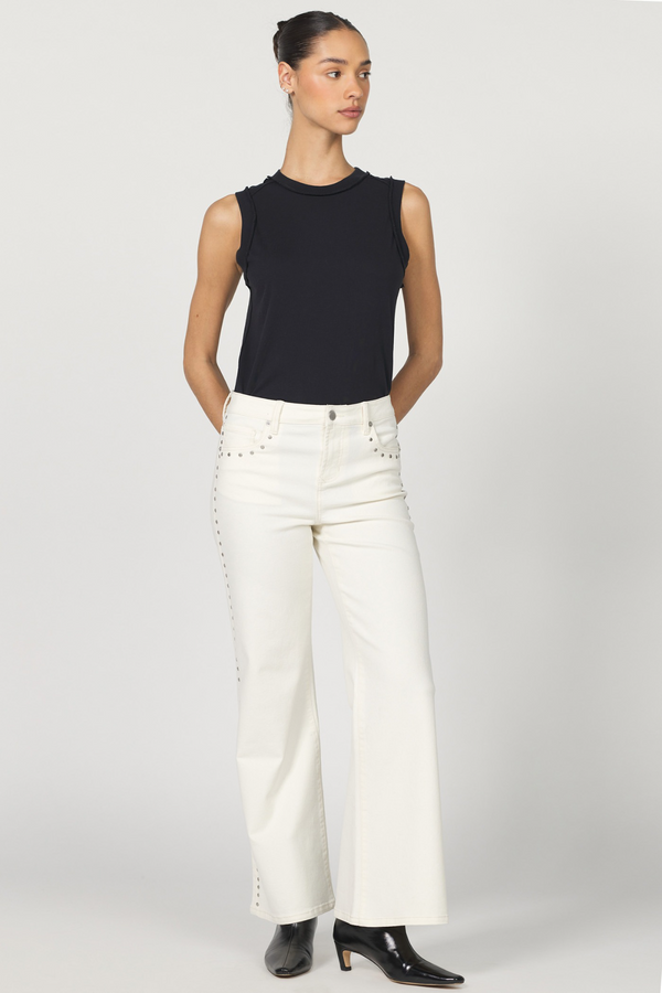 Light Gray Micah Studded Wide Leg Jean | Wheat Jeans