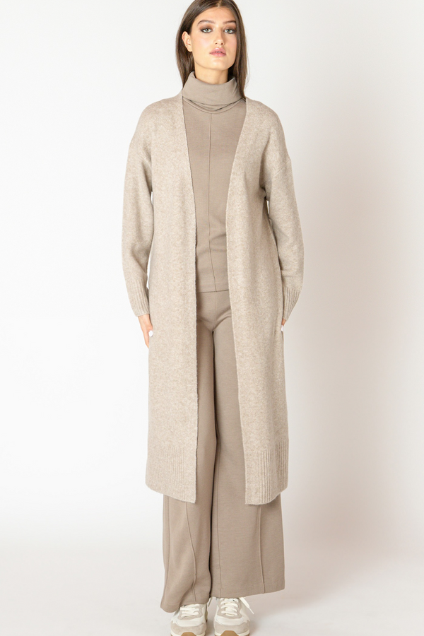 Light Gray Longline Open Cardigan Cardigan