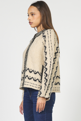 Beige Luanna Cardigan in Black/Cream Cardigan
