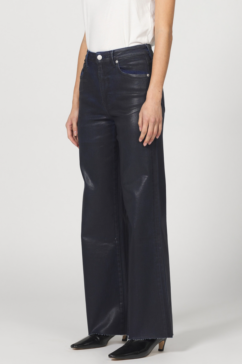 Dark Slate Gray Fiona High Rise Wide Leg Coated Jean | Denim Paint Jeans