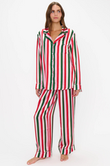 White Smoke Classic PJ Set in Jolly Stripes Silky Pajamas