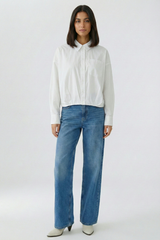 Light Gray Cropped Shirt Blouse Blouse