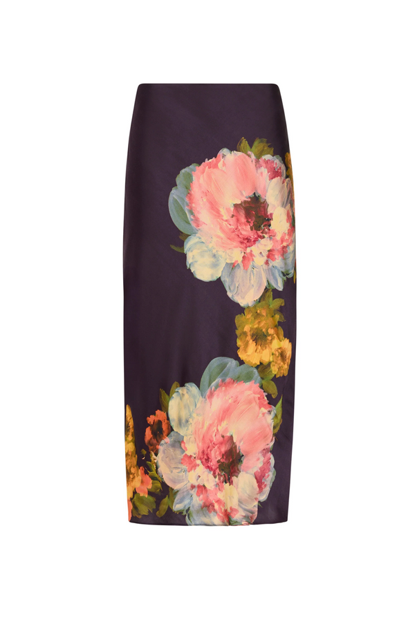 Dark Slate Gray Elroy Skirt in Seona Print Midi Skirt