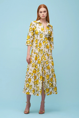 Light Blue Molly Dress in Lemon Midi Dress