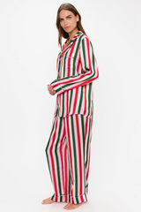 White Smoke Classic PJ Set in Jolly Stripes Silky Pajamas