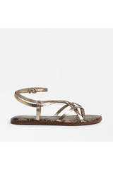 White Smoke Dakota Ankle Strap Sandal | Antique Gold Leather Sandal