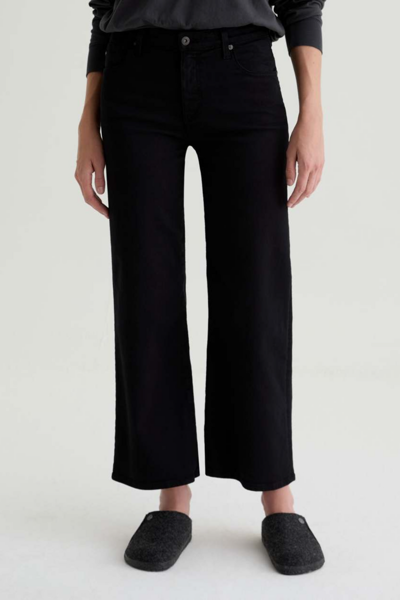 Light Gray Saige Wide Leg Crop | Super Black Jeans
