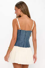 White Smoke Tiffany Skort Dress in Denim W/Cream Voile Dress