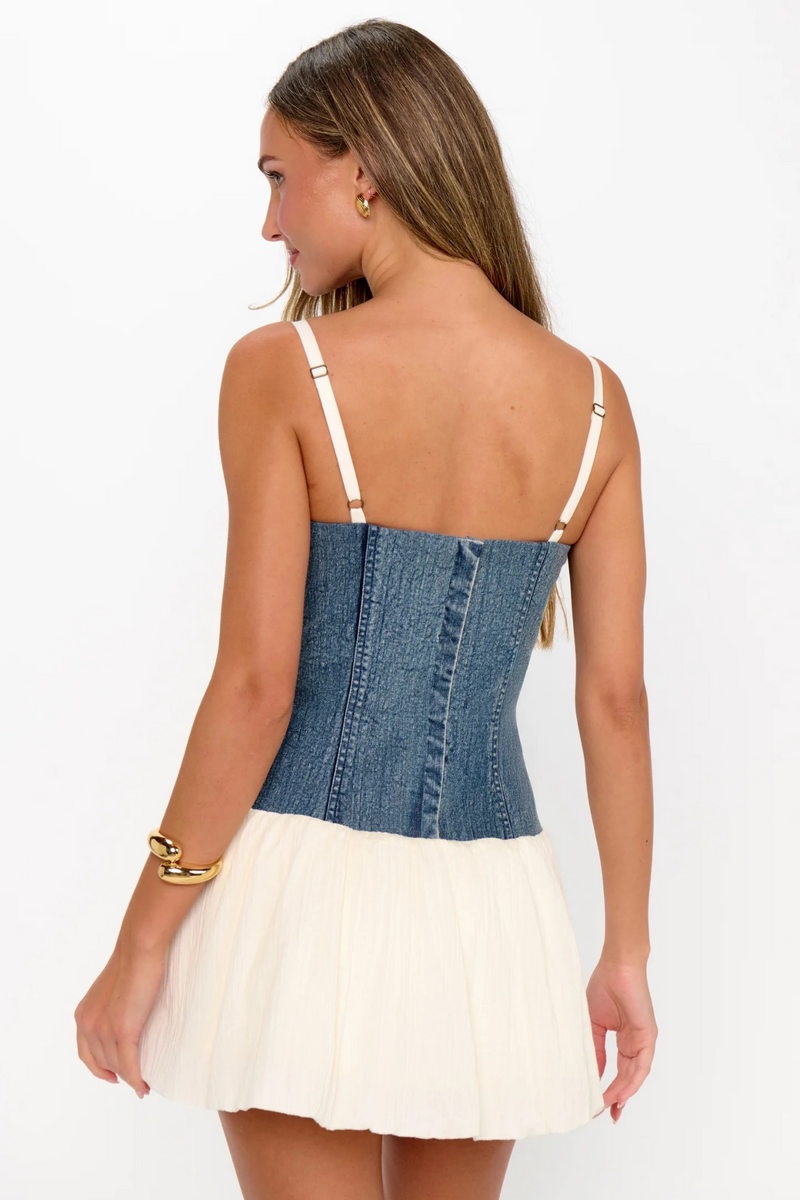 White Smoke Tiffany Skort Dress in Denim W/Cream Voile Dress
