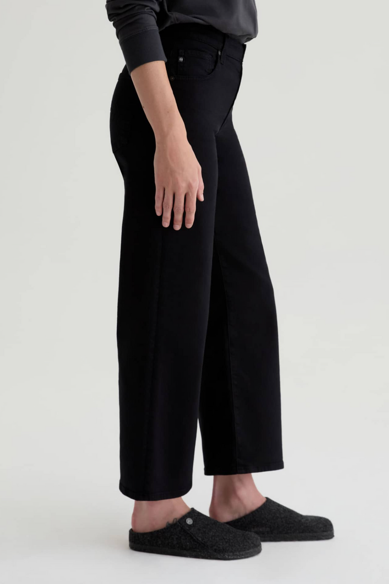 Light Gray Saige Wide Leg Crop | Super Black Jeans