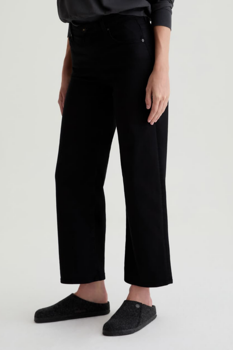 Light Gray Saige Wide Leg Crop | Super Black Jeans