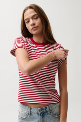 Lavender Alba Stripe Shrunken Tee T Shirt