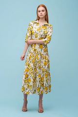 Light Steel Blue Molly Dress in Lemon Midi Dress