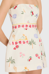 Antique White Strapless Bethany Romper in Boardwalk Romper