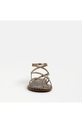 White Smoke Dakota Ankle Strap Sandal | Antique Gold Leather Sandal